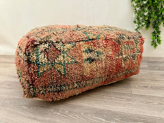 Moroccan Wool Floor Cushion – Handmade Kilim Pillow Cover for Boho Style