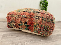 Moroccan Wool Floor Cushion – Handmade Kilim Pillow Cover for Boho Style
