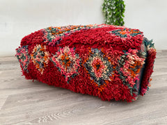 Boho Moroccan Wool Pouf – Handmade Floor Cushion & Kilim Pillow Cover