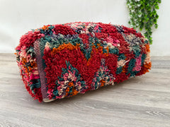 Boho Moroccan Wool Pouf – Handmade Floor Cushion & Kilim Pillow Cover