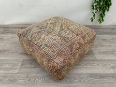 Moroccan Wool Pouf – Handmade Floor Cushion & Kilim Pillow Cover