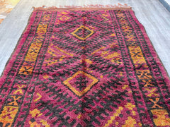 187x439 cm = 6.1 x 14.4 Vintage Moroccan Boujaad Rug – Authentic Tribal Handmade Wool Carpet
