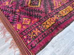 187x439 cm = 6.1 x 14.4 Vintage Moroccan Boujaad Rug – Authentic Tribal Handmade Wool Carpet