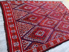 237x349 cm = 7.8 x 11.4 Vintage Moroccan Boujad Rug – Handmade Berber Wool Carpet