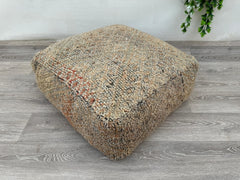 Vintage Moroccan Floor Cushion – Wool Kilim Pillow Cover for Boho Decor