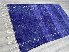 172 x 250 cm = 5.6 x 8.2 Handmade Blue Beni Ourain Rug – Authentic Moroccan Wool Carpet