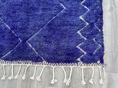 172 x 250 cm = 5.6 x 8.2 Handmade Blue Beni Ourain Rug – Authentic Moroccan Wool Carpet