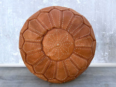 Brown Moroccan Poufs – Authentic Handmade Leather Seating