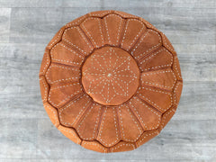 Brown Moroccan Poufs – Authentic Handmade Leather Seating