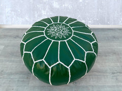 Green Leather Pouffes & Footstools – Versatile Decor for Every Room