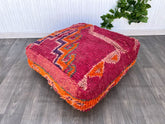 Moroccan vintage pouf, Berber floor cushion, 100% wool seat cushion, vintage floor cushion with stripes, boho seat cushion