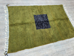 154x232 cm = 5.1 x 7.6 Handmade Green Moroccan Rug – Geometric Bohemian Wool Carpet