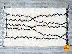 151 x 259 cm = 5 x 8.5 FT Zigzag Authentic large Moroccan beni mguild berber Black rug, boho rug, wool rug, Tapis, marokko teppich