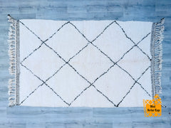 147 x 240 cm = 4.8 x 7.9 FT Diamonds Moroccan Minimalist Runner Rug – Handmade Berber Carpet, Soft Dots, Bohemian Style, Custom Sizes