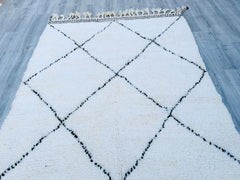 147 x 240 cm = 4.8 x 7.9 FT Diamonds Moroccan Minimalist Runner Rug – Handmade Berber Carpet, Soft Dots, Bohemian Style, Custom Sizes
