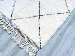 147 x 240 cm = 4.8 x 7.9 FT Diamonds Moroccan Minimalist Runner Rug – Handmade Berber Carpet, Soft Dots, Bohemian Style, Custom Sizes