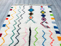151 x 238 cm = 5 x 7.8 FT Moroccan Multicolored Rug – Intricate Tribal Pattern, Handwoven Berber Rug, Custom Sizes