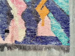 171 x 243 cm = 5.6 x 8.0 ft Colorful Abstract CUTE BENIOURAIN colorful -Boujaad colorful rugs runner, Authentic Moroccan rug- Authentic boujaad rug -Moroccan Striped Rug Runner