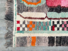 192 x 262 cm = 6.3 x 8.6 ft Colorful Abstract Costum Moroccan Rug - Moroccan Woolen carpet - New Azilal Rug -Boujaad Style - New Blue Beni Ouarain Rug - Fine Berber Rug