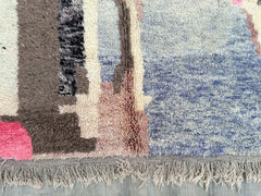 174 x 244 cm = 5.7 x 8.0 ft Colorful Abstract HANDMADE STRIPED RUG, Personalized Moroccan Design, Brown White Berber Rug, Authentic Beni Ourain Area Rug, Decorative Floor Covering