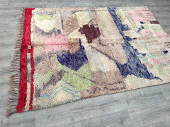 163 x 238 cm = 5.3 x 7.8 ft Colorful Abstract Luxurious Handwoven Wool Moroccan Rug - Soft Ivory Texture for Home Decor, Handmade Rug, White Pink Rug, Moroccan Carpet, Beni Ourain Rug