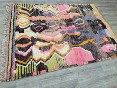 178 x 247 cm = 5.8 x 8.1 ft Colorful Abstract AMAZING DOOTED RUG, Soft Beni Ourain Rug, High-Quality Moroccan Wool Rug, Custom Size Area Rug, Handmade Berber Carpet
