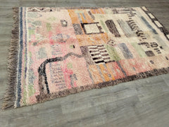 168 x 274 cm = 5.5 x 9.0 ft Bohemian Berber Runner Rug - Handmade Moroccan Wool, Soft Dots, Vintage Style, Custom Size, Ideal for Living Rooms & Weddings