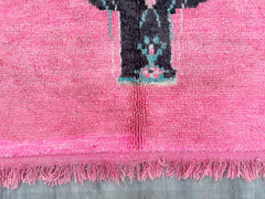 173 x 243 cm = 5.7 x 8.0 ft Tribal Pink Handwoven Berber Rug - Moroccan Minimalist Design, Vintage Bohemian Style, Custom Size for Living Rooms