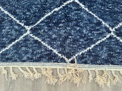155 x 247 cm = 5.1 x 8.1 ft Diamonds Blue Soft Dots Berber Runner Rug - Handmade Moroccan Wool, Minimalist Design, Vintage Style, Perfect for Weddings & Bohemian Decor