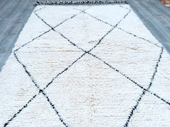 154 x 243 cm = 5 x 8 FT Diamonds Amazing Black And Beige Moroccan Area Rug, Handmade Morocco Berber Rug, Gorgeous Beni Ourain Rug, Emerald Rug, Moroccan rug, Morrocan Black And Beige rug