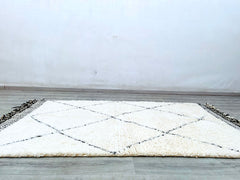 154 x 243 cm = 5 x 8 FT Diamonds Amazing Black And Beige Moroccan Area Rug, Handmade Morocco Berber Rug, Gorgeous Beni Ourain Rug, Emerald Rug, Moroccan rug, Morrocan Black And Beige rug