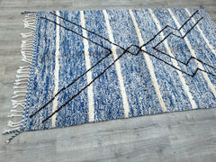 158 x 251 cm = 5.2 x 8.2 ft HAND KNOTTED RUG, Moroccan Beni Ourain Rug, Beige Berber Carpet, High-Quality Durable Wool Rug, Custom Size Area Rug, Tufted Beni Rug