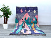 171 x 243 cm = 5.6 x 8 FT Colorful Abstract Beni Ourain Moroccan Shag Rug – Plush Texture, Minimalist Design, Adds Warmth and Comfort to Any Space