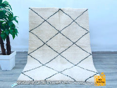150 x 200 cm = 5 x 7 FT Diamonds BENIOURAIN RUG livingroom -Wool shaggy Rug- Boujaad Rug -Cozy Chic Wool Carpets Handwoven Rug-Abstract Boujaad Rug
