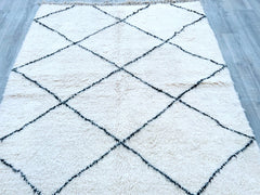 150 x 200 cm = 5 x 7 FT Diamonds BENIOURAIN RUG livingroom -Wool shaggy Rug- Boujaad Rug -Cozy Chic Wool Carpets Handwoven Rug-Abstract Boujaad Rug