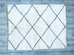 150 x 200 cm = 5 x 7 FT Diamonds BENIOURAIN RUG livingroom -Wool shaggy Rug- Boujaad Rug -Cozy Chic Wool Carpets Handwoven Rug-Abstract Boujaad Rug