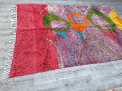 202 x 300 cm = 6.6 x 9.8 ft Colorful BENI OURAIN RUG, Moroccan Shag Rug, Custom Made Wool Rug, Tufted Multicolored Rug, Berber Carpet, Unique Dining Room Rug