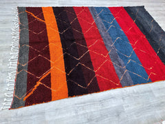 199 x 293 cm = 6.5 x 9.6 ft Moroccan Blue rug, White Blue rug Authentic Moroccan rug, Berber carpet, Genuine Wool rug, Handmade rug, Beni ourain style