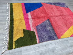 207 x 297 cm = 6.8 x 9.7 ft Colorful Abstract Cozy Chic Beni Ourain Rug- Moroccan Orange Rug -woven rug-Handmade Rug-wool Beniourain Carpet-colorful rug- Unique Geometric Rug