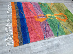 201 x 298 cm = 6.6 x 9.8 ft Colorful Dots rug, Soft Wool Area Rug, Living Room rug, White Beniourain Rug, Beni Ourain rug, Moroccan rug, Vintage Large Rug