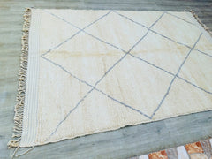 204 x 304 cm = 6.7 x 10.0 ft Diamonds Unique Black And Beige Amazing Rug, Custom Beniourain Rug, Custom Moroccan Rug, Patchwork Rug, Berber Sheep Wool Carpet, Handmade Area Rug