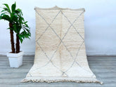 142 x 230 cm = 4.7 x 7.5 FT Diamonds Custom Black And Beige Moroccan Rug, Handmade Wool Berber Carpet, Morocco, Beni Ourain Black And Beige Rug