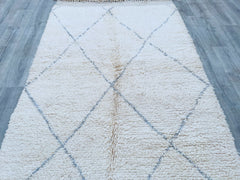 142 x 230 cm = 4.7 x 7.5 FT Diamonds Custom Black And Beige Moroccan Rug, Handmade Wool Berber Carpet, Morocco, Beni Ourain Black And Beige Rug