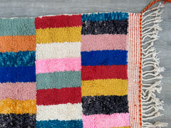 248 x 283 cm = 8.1 x 9.3 ft Colorful Morrocan Rug , Rug for living room , Striped Tufted rugs - Moroccan Rug Handmade , Wool Beni Ourain Rug , berber Rug , Area Rug