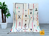 156 x 222 cm = 5.1 x 7.3 FT moroccan rug, beniourain mid century modern berber rug, washable boho witchy colourful rug hand woven