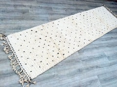 083x292 cm = 2.7 x 9.6 Dots Handmade Beni Ourain Moroccan Runner Rug – Authentic Berber Wool Carpet