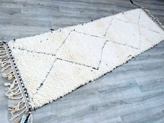 083x272 cm = 2.7 x 8.9 Diamonds Handwoven Beni Ourain Moroccan Runner Rugs – Authentic Berber Wool Carpets