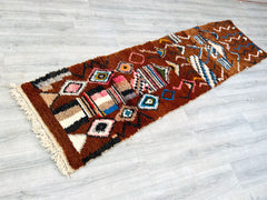 077x273 cm = 2.5 x 9.0 Vintage Moroccan Berber Runner Rug – Handwoven Hallway Carpet