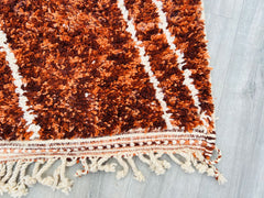 087x299 cm = 2.9 x 9.8 Brown Geometric Moroccan Rug – Soft Wool Blend – Hand-Knotted Tribal Design for Living Room & Hallway