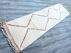 076x286 cm = 2.5 x 9.4 Zigzag Handmade Moroccan Beni Ourain Runner Rug